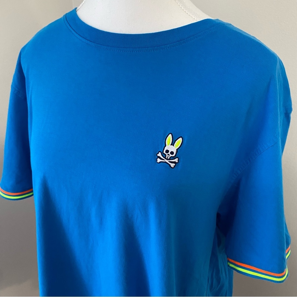 Psycho Bunny Vibrant Blue Tee with Bunny Emblem Large